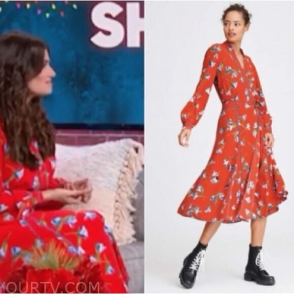 Rag & Bone Hugo Dress Red Size 2 Wrap dress midi floral - Picture 5 of 6